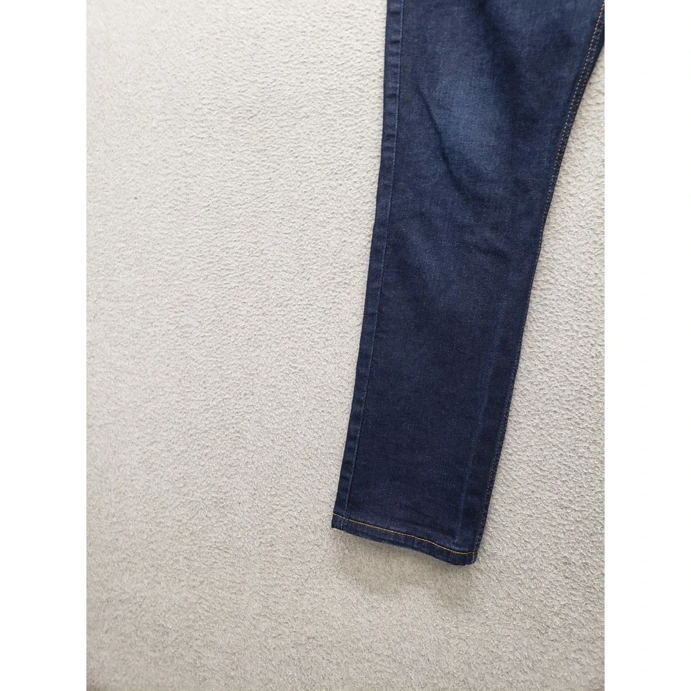 Levis Men Denim Jeans 32 Blue Logo Button 5 Pockets Mid Rise Stretched Outdoor